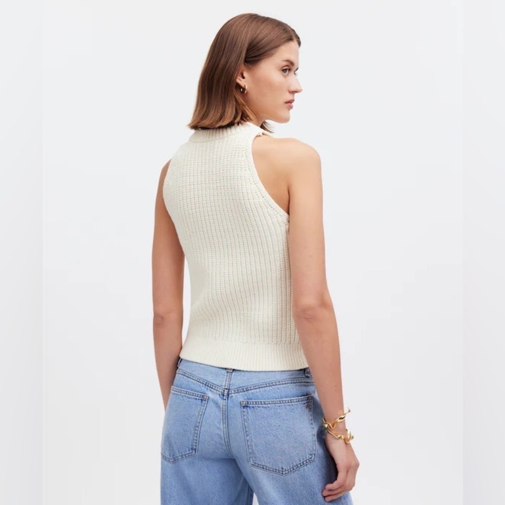 NWOT Madewell Cutaway Sweater Vest Bright Ivory Size S - Picture 8 of 12